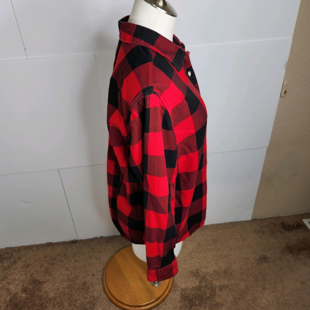 Levi's Ultimate Boyfriend Button Back Shirt Women's Medium Red Buffalo Plaid - Picture 10 of 13